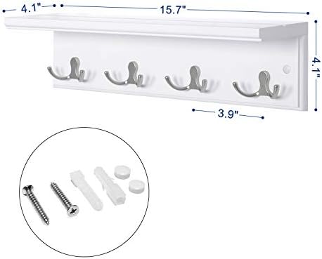 SONGMICS Wall-Mounted Coat Rack with Shelf, 4 Dual Metal Hooks - Image 6