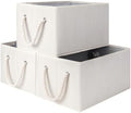 StorageWorks Storage Baskets for Shelves, Fabric Storage Bins, Closet Organization and Storage Basket, Foldable Organizer Bins for Clothes, Beige, White & Ivory, Large, 3-Pack by StorageWorks