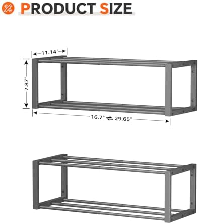 Homeiju Hanging Shoe Organizer,2 Pack Wall Mounted Shoe Rack Holds 12 Pairs,Space Saving Metal Wall Shoe Rack,Hanging Shoe Rack Shoe Holder for Small Space,Entryway,Closet,RV,Camper (Grey) - Image 3