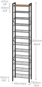 YATINEY 12-Tier Narrow Shoe Rack, Tall Shoe Rack for 12-24 Pairs, Slim Shoe Storage Organizer with Wooden Top, Space Saving, Metal Frame, for Entryway, Rustic Brown and Black SS61BR - Image 3