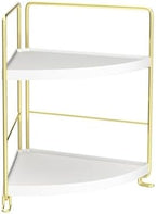 FSyueyun 2-Tier Corner Bathroom Counter Organizer, Vanity Tray, Gold - Image 4