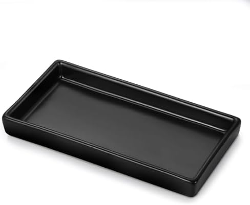 Luxspire Bathroom Vanity Tray Ceramic Perfume and Jewelry Dish, Mini, Black by Luxspire
