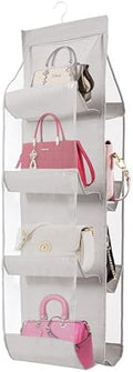AARAINBOW 1 Pack Hanging Handbag Purse Organizer, Bags Organizor for Purse 8 Pockets Wardrobe Closet Space Saving Handbag Storage, 44.5L x 13.5W (B-Light Gray) by AARAINBOW