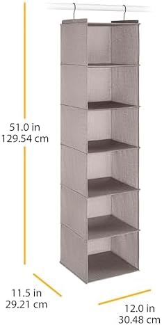 Whitmor Hanging Accessory Shelves - 6 Section Closet Organizer - Light Grey - Image 2