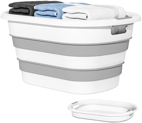 OOAMBB 43L(11.5Gallon) Collapsible Laundry Basket Plastic (Grey, 1 Pack) by OOAMBB