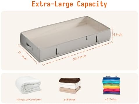 Side-Supported Under Bed Storage Containers, 6 Inch 60L Clothes Storage Bin | Underbed Storage Bin with Sturdy Handles and Sidewalls, Closet Organizer for Clothes, Blankets, Seasonal Items, Gray, 2 Pack - Image 3
