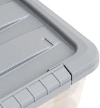 Amazon Basics Plastic Storage Containers with Secure Latching Lids, Stackable Organization Bins, Clear/Grey, 12 Quart, Set of 6 - Image 4