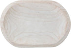 BOLTCORRSE Large Whitewashed Decorative Wood Bowl - Hand Carved Paulownia Tray for Coffee Table Centerpiece & Entryway Catchall - Organic Modern Farmhouse Decor - Image 3