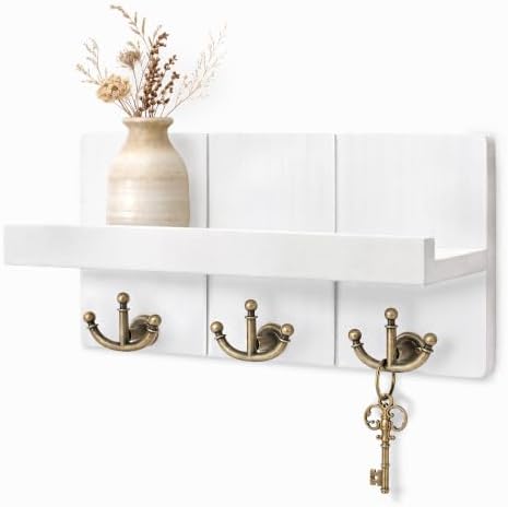 Rebee Vision Key Holder Wall Mount with 3 Anchor Hooks for Entryway, White by REBEEVISION