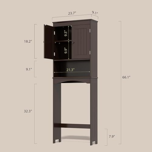 Gizoon Over the Toilet Storage Cabinet with Adjustable Shelf, Espresso - Image 2
