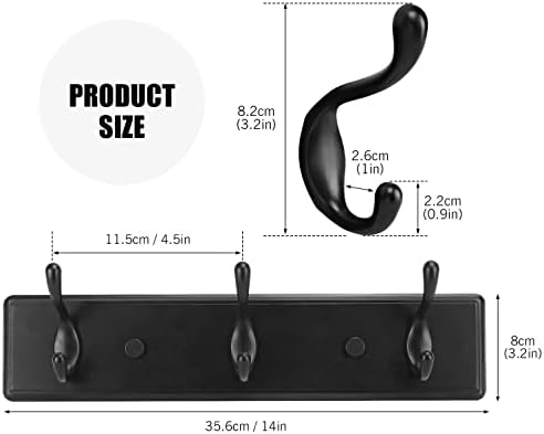 Badiano Heavy Duty Wooden Coat Rack, Wall-Mounted Organizer, 14 Inch, Black - Image 2
