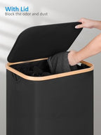 efluky Laundry Basket with Wheels, Tall Rolling Laundry Hamper with Lid and Removable Bag, Aesthetic Dirty Clothes Hamper on Wheels for Laundry Room, Bedroom, Dorm and Bathroom, 100L Black - Image 2