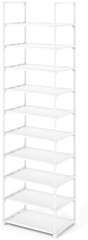 Kitsure Shoe Rack - 10-Tier Shoe Organizer with Detachable Fabric Shelves & Metal Frame, Tall Shoe Rack for Closet, Entryway, Living Room, 16.9" Wide - 10 Tier, White by Kitsure