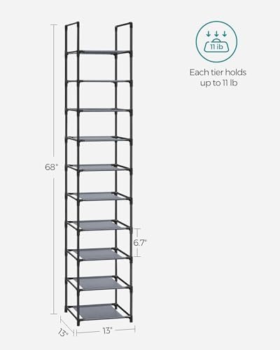 SONGMICS Shoe Rack, 10-Tier Shoe Shelf, Shoe Storage Organizer - Image 3
