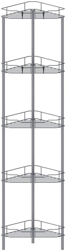 HuggieGems Metal Floor Standing Corner Shower Caddy, Dark Gray, 5 Tier by HuggieGems
