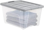Amazon Basics Plastic Storage Containers with Secure Latching Lids, Stackable Organization Bins, Clear/Grey, 32 Quart, Set of 6 - Image 5