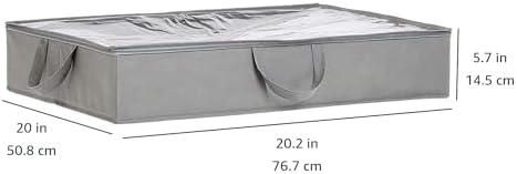 Amazon Basics Under Bed Storage Bags for Clothes, Blankets and Linens, Foldable Fabric Containers with Clear Window and Handles, 30.2" x 20" x 5.7", Gray, 2-Pack - Image 3