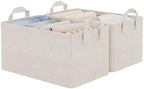 StorageWorks Fabric Storage Bins, Khaki and Beige Stripes, 2-Pack by StorageWorks
