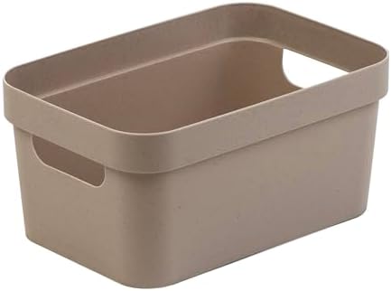 BINO | Plastic Storage Bins, 4 Liter - 4 Pack, Taupe | THE MODERN COLLECTION | Plastic Bins for Organization | Woven Storage Baskets for Organizing | Pantry Shelf Organizer Basket Container Bin - Image 6
