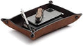 Main Street Forge Leather Valet Tray for Men – Rustic EDC Organizer for Keys, Phone & Wallet – Made in USA – Whiskey Barrel Brown by MainStreetForge