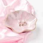 Binoster Ceramic Jewelry Dish, Jewelry Tray Key Tray,Small Ring Dish Holder Jewelry Plate Trinket Dish Catchall Tray Nightstand Decor For Table Room Decor SM (4.3 Inches, White + Pink) - Image 6