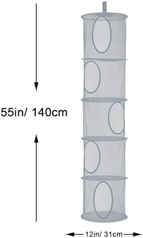3Pcs Hanging Stuffed Animal Storage Hammock Net 5 Tiers, Grey - Image 3