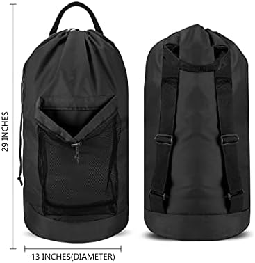 Dalykate Backpack Laundry Bag, 115L Large Hamper with Shoulder Straps, Drawstring Closure, Mesh Pocket, Black - Image 2