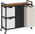 HOOBRO Laundry Sorter with 4 Section, 39 Gal. (147 L) Laundry Hamper with Wheels, Rolling Laundry Basket with Shelf, Pull-Out Detachable Bags, Side Pockets, Rustic Brown, Black and Beige BFE14XY01N1 by HOOBRO