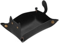 uxcell Leather Valet Tray, Folding Jewelry Tray Organizer Travel Dish Plate Desk Organizer for Women and Men Storage Jewelry Keys Wallet Coin, Black by uxcell