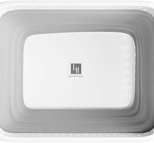 Lavish Home Collapsible Plastic Laundry Basket, Gray, 24.25”x17.5”x10.5” - Image 6