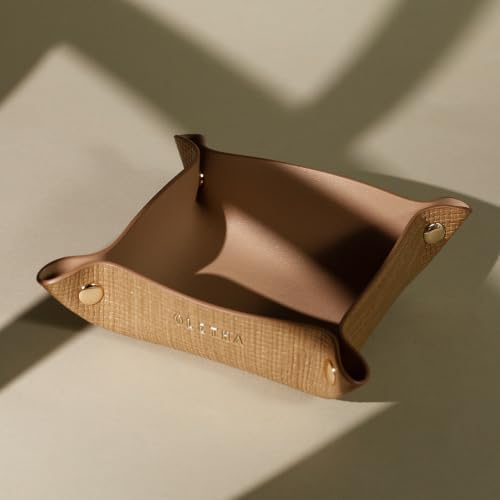 OLETHA Foldable Valet Tray, Travel Essentials, Raffia Embossed, Wheat - Image 3