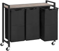 HOOBRO Laundry Sorter 3 Section, Laundry Hamper with Wheels, 3 × 11.5 Gal (43.4L), Rolling Laundry Basket, Pull-Out and Removable Oxford Fabric Bags, Greige and Black BG76XY01 by HOOBRO