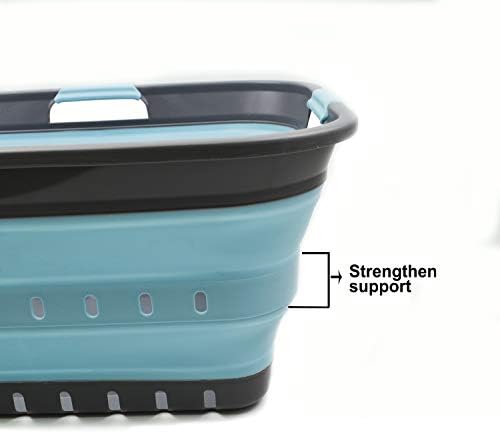 SAMMART 42L (11 gallon) Collapsible Plastic Laundry Basket - Foldable Pop Up Storage Container/Organizer - Space Saving Hamper/Basket (1, Grey/Sea Angel) - Image 4