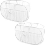 2 Pack Collapsible Laundry Baskets, Upgrade Pop Up Laundry Hamper with Convenient Bags, Foldable Laundry Basket Mesh Light Weight, Easy to Carry Clothes Hampers for Laundry, Dorm, Toys, Travel White by BATTOO