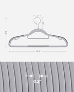 SONGMICS Pack of 50 Coat Hangers, Space-Saving Plastic Clothes Hangers | Non-Slip, 0.2 Inches Slim, 16.5 Inches Wide, 360° Swivel Silver Hook, Light Gray and Dark Gray, UCRP20G50 - Image 6