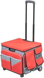 Folding Mobile Utility Cart, Canvas Organizer Bag, Red/Grey by SAVVYProductsbySVYP