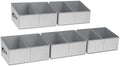 DIMJ Closet Storage Bins, 5 Pack Storage Baskets for Shelves, Foldable Closet Organizer with Handle, Linen Closet Organizers and Storage for Clothes, Toys, Towel, Books (Grey) by DiMJ