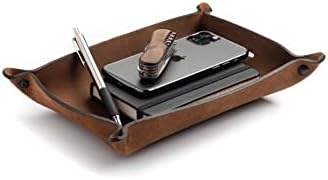 Main Street Forge Leather Valet Tray for Men – Rustic EDC Organizer for Keys, Phone & Wallet – Made in USA - Rustic Montana by MainStreetForge