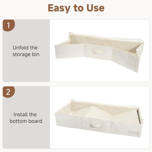 StorageWorks 7 Inch Low Profile Under Bed Storage Containers with Clear Lid | Reinforced Structure, Resists Sagging, Handles & Label Holder, Foldable Stackable Closet Storage for Clothes, Blankets, Toys - Image 7