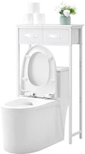 MOHOPE 2-Tier Over The Toilet Storage with 2 Fabric Drawers, Freestanding Above The Toilet Storage Cabinet, Space Saver Metal Over Toilet Bathroom Organizer Shelf for Small Space, White by MOHOPE