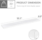QEEIG Floating Shelves for Wall 55.1" Extra Long - Wall Mounted Shelf Bathroom Kitchen Living Room Bedroom Farmhouse Home Decor Display Bookshelf Large 55.1 x 9.3 inch Set of 2, White (008-140W) - Image 3