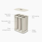 Joseph Joseph Tota Trio 90 liter/23.8 gallon Laundry Hamper Separation Basket with lid, 3 Removable Washing Bags with Handles- Ecru - Image 4