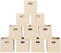 Fabric storage bins Cubes, Fabric Cube Organizer with Handle, Foldable Cube Bins for Cloth or Accessary Storage, 11x11x11, Set of 10, (Creamy White) by Yunkeeper