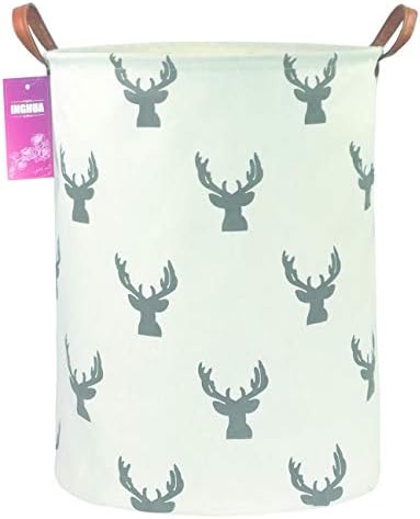 Laundry Hamper Large Canvas Fabric Storage Basket Grey deer by INGHUA