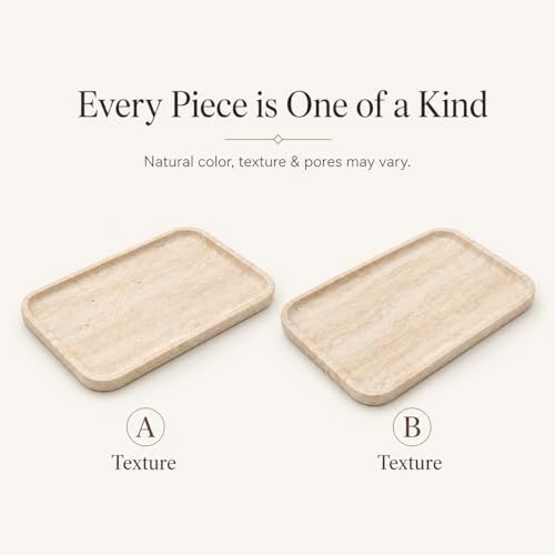Beige Travertine Vanity Tray for Jewelry 9.84 in - Image 2