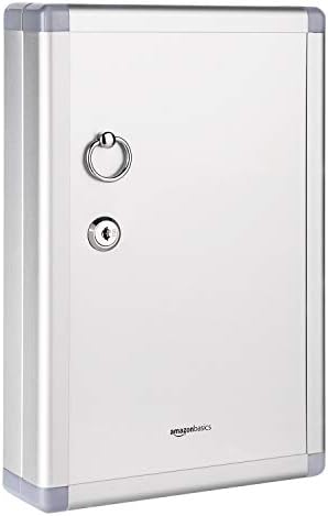 Amazon Basics Cabinet Key lock Box, Silver, 12.5"D x 8.5"W x 2.45"H by AmazonBasics