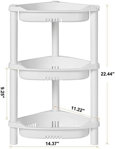 ELYKEN Corner Shower Caddy Standing, 3 Tier Plastic Shower Organizer, White - Image 2