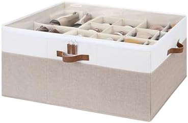 StorageWorks 24-Pair Large Shoe Organizer for Closet, Brown and White by StorageWorks