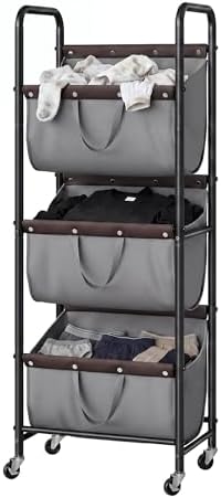 GRANNY SAYS 3 Tiered Laundry Sorter, Narrow Hamper Cart with Wheels by GRANNYSAYS