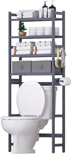 Cozivolife Over The Toilet Storage: 4-Tier Rack with 2 Baskets (Grey) by Cozivolife